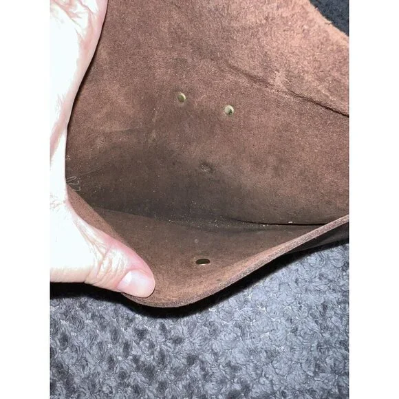 Brown Nobuck Leather Envelope Fold over Wallet Bag - Picture 5 of 10